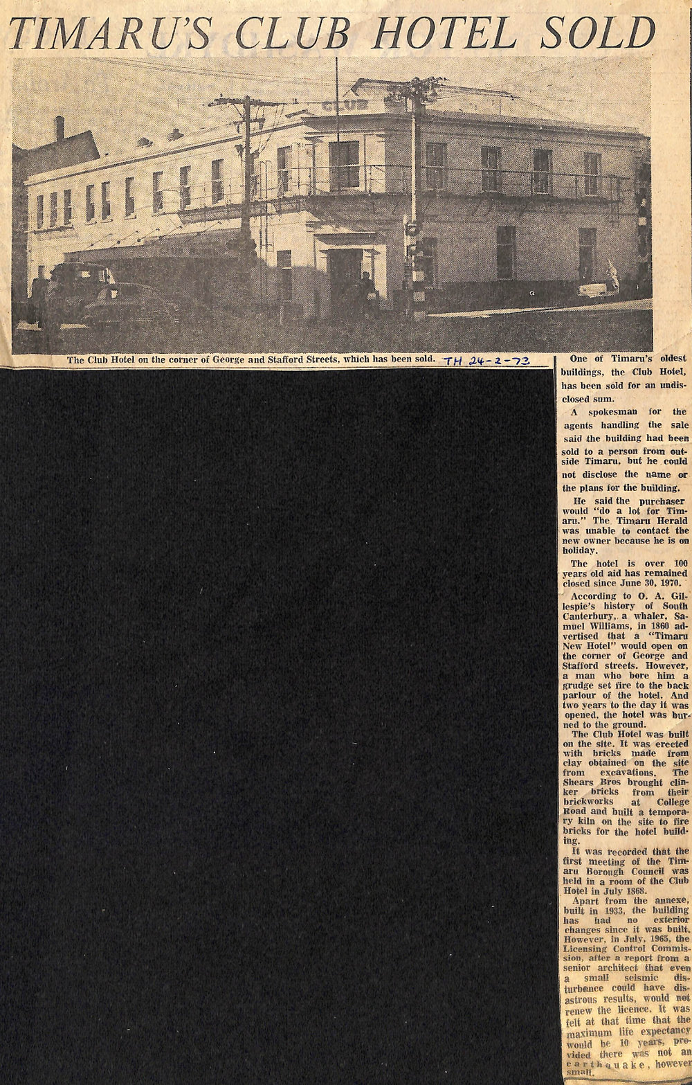 Timaru's Club Hotel Sold