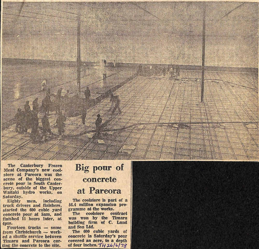 Big pour of concrete at Pareora