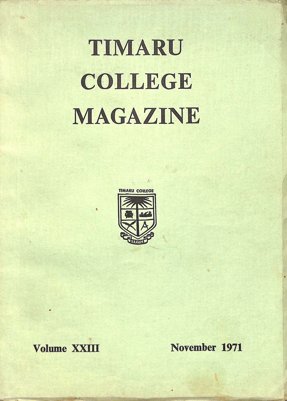 Timaru College magazine 1971