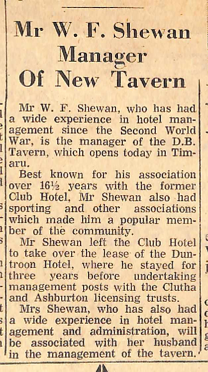 Mr W F Shewan Manager Of New Tavern