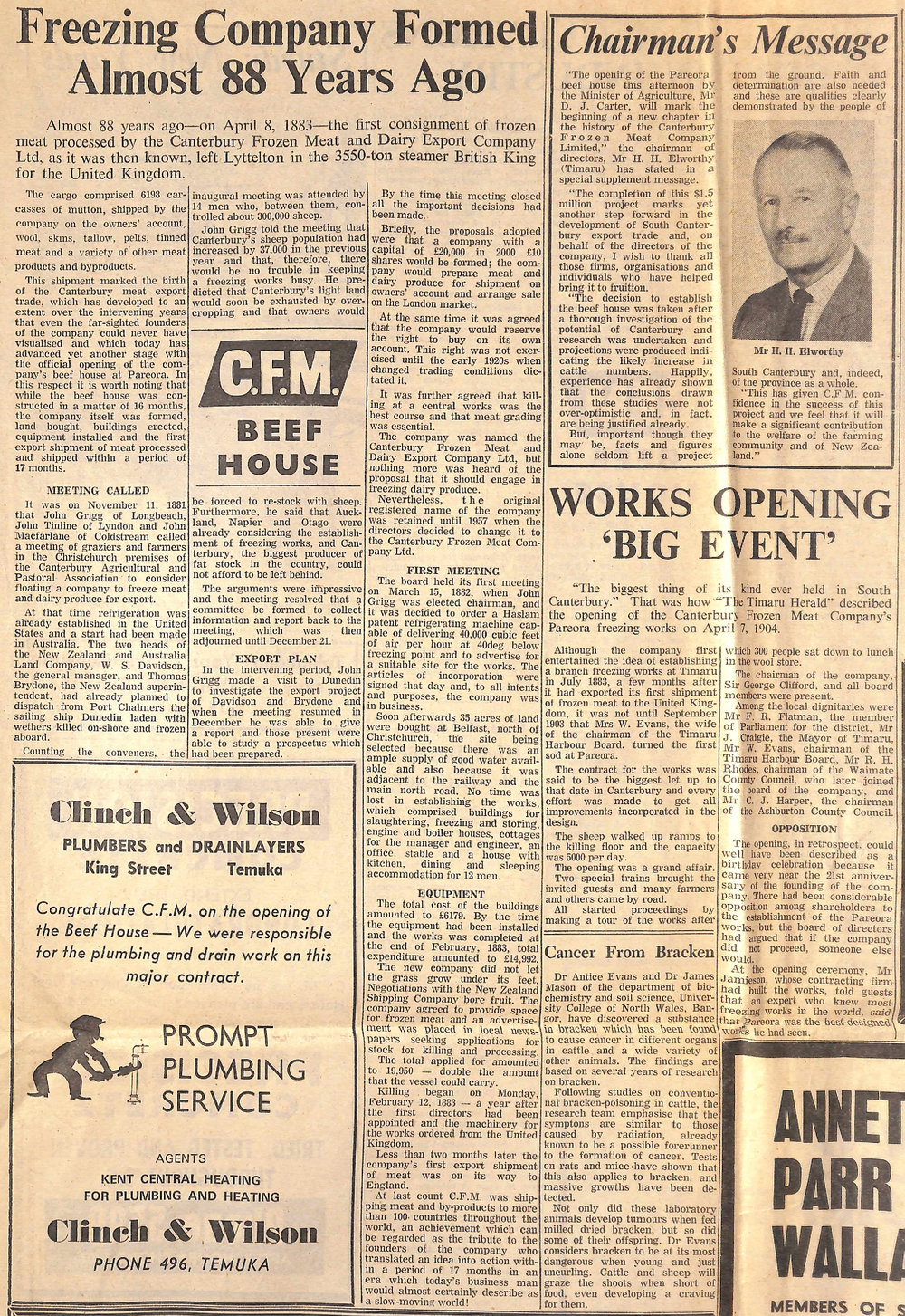 Freezing Company Formed Almost 88 Years Ago / Works Opening 'Big Event'