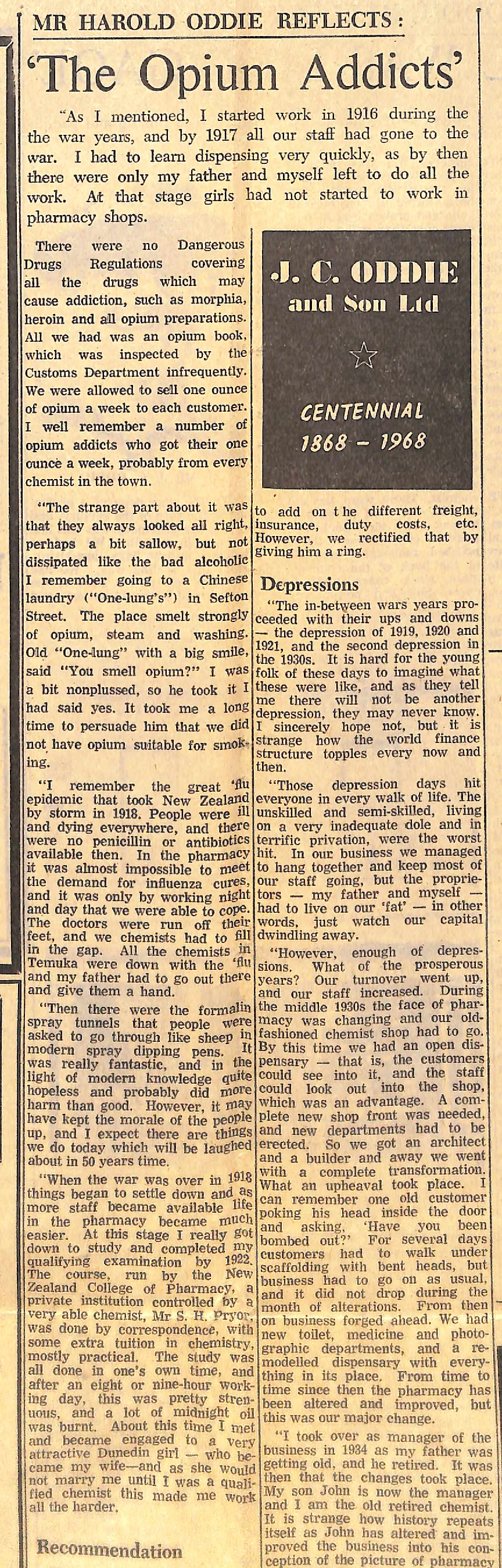 Mr Harold Oddie Reflects: The Opium Addicts