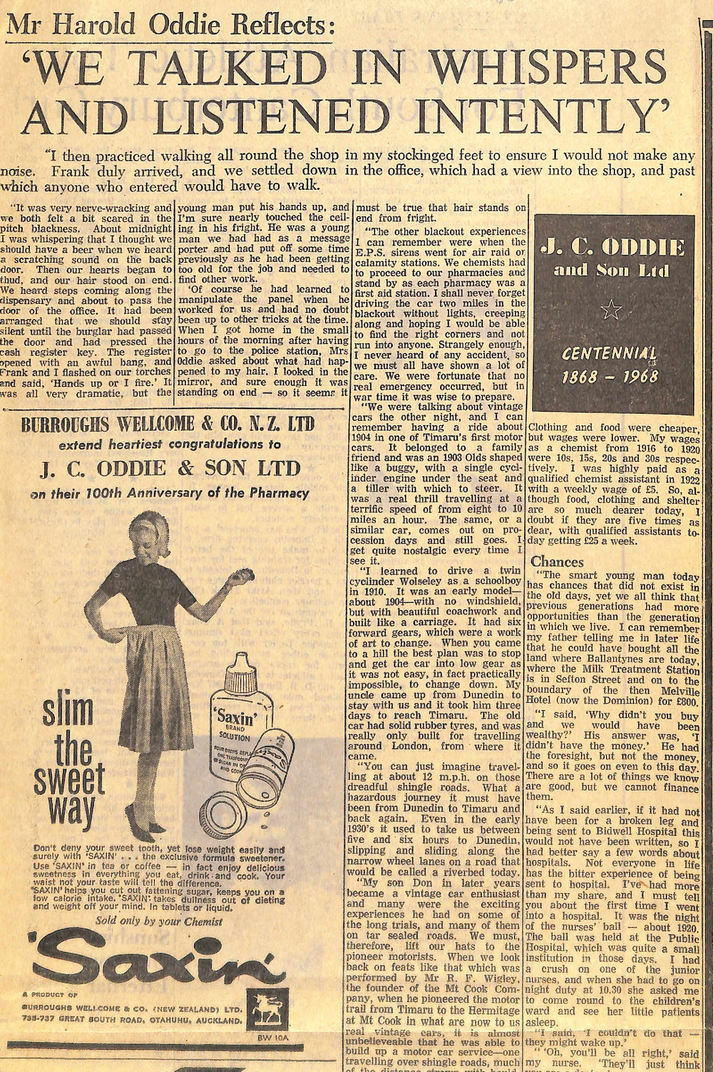 Mr Harold Oddie Reflects: We Talked in Whispers and Listened Intently