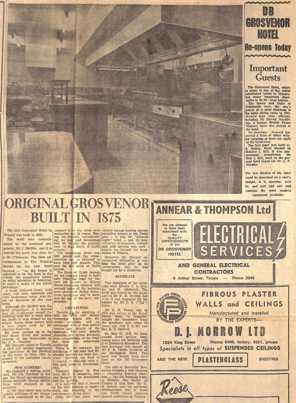 DB Grosvenor Hotel Re-opens Today: Original Grosvenor Built in 1875 / New Manager Has 13 Years Experience