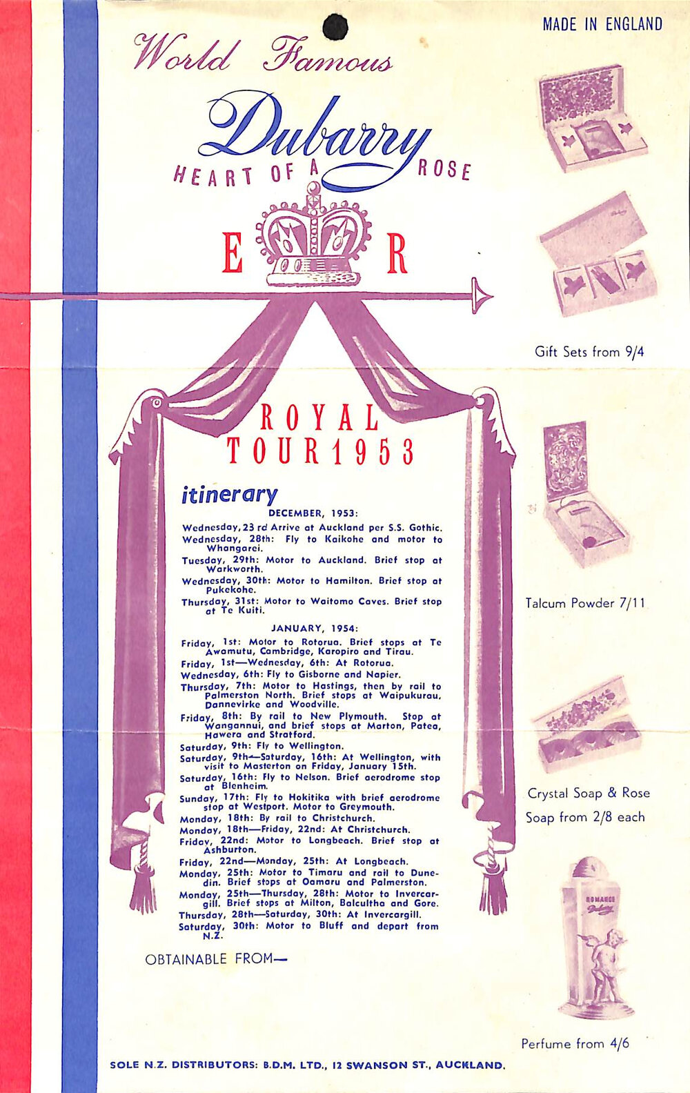 ER Royal Tour 1953 Itinerary 