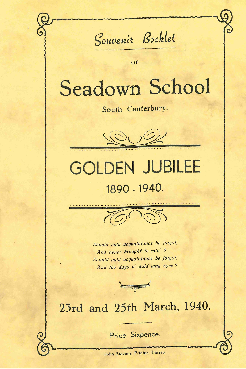 Souvenir Booklet of the Seadown School Jubilee 1890-1940