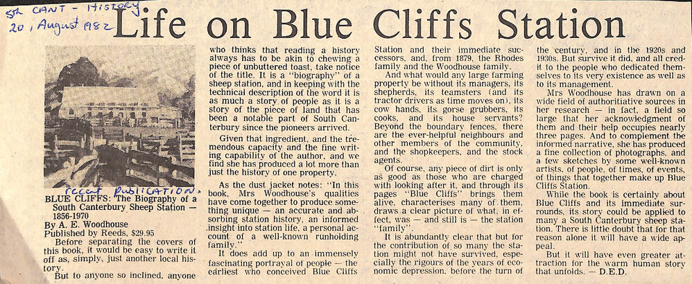 Life on Blue Cliffs Station