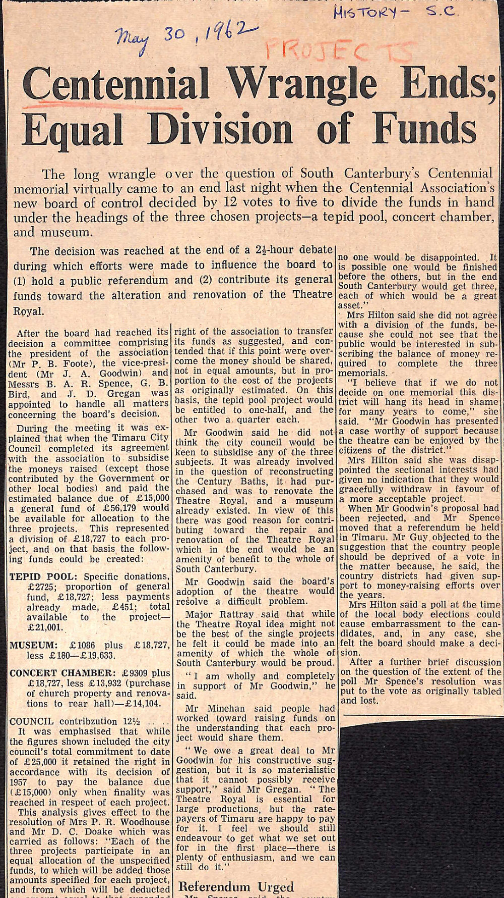 Centennial Wrangle Ends; Equal Division of Funds