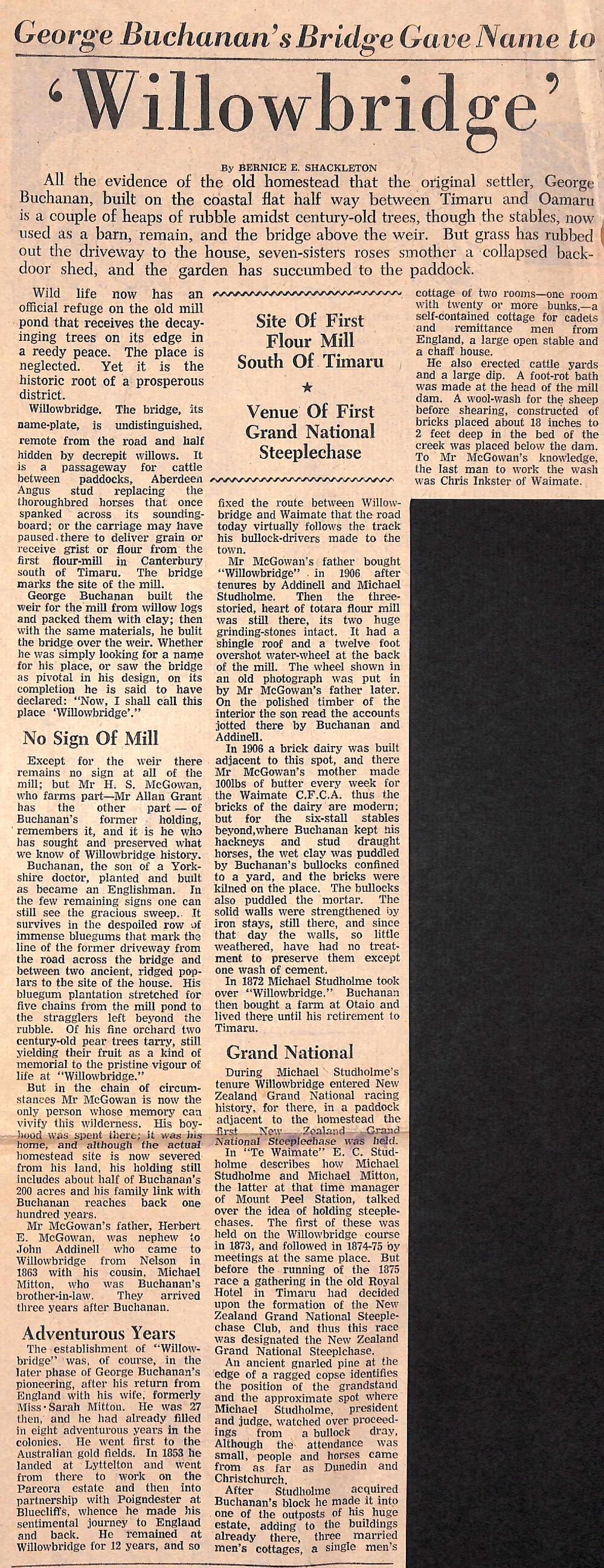 George Buchanan's Bridge Gave Name to 'Willowbridge'