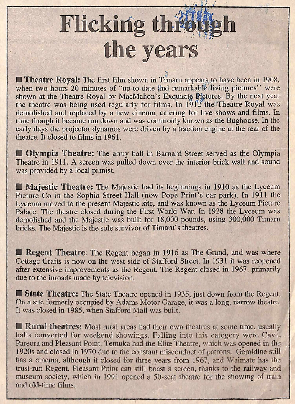 Flicking through the years