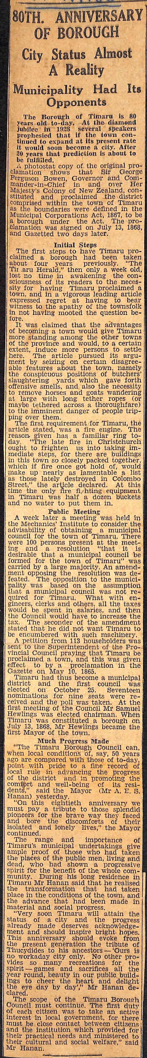 80th Anniversary of Borough: City Status Almost A Reality, Municipality Had Its Opponents