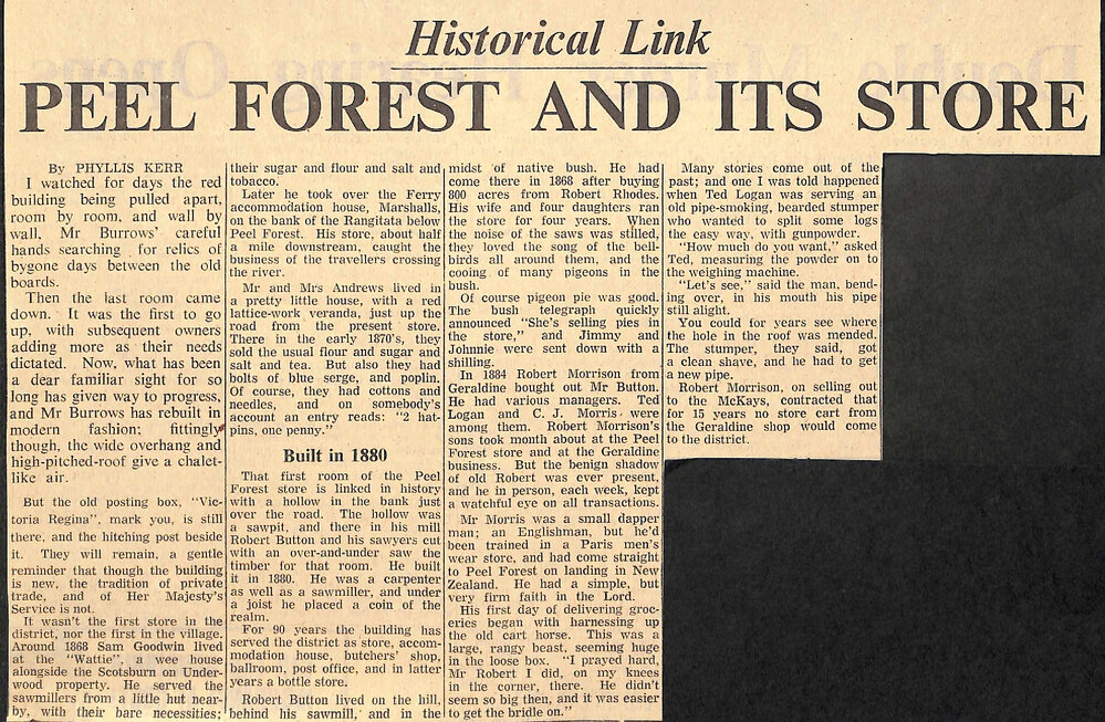 Historical Link: Peel Forest And Its Store