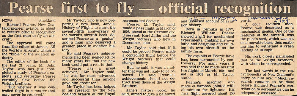 Pearce first to fly- official recognition