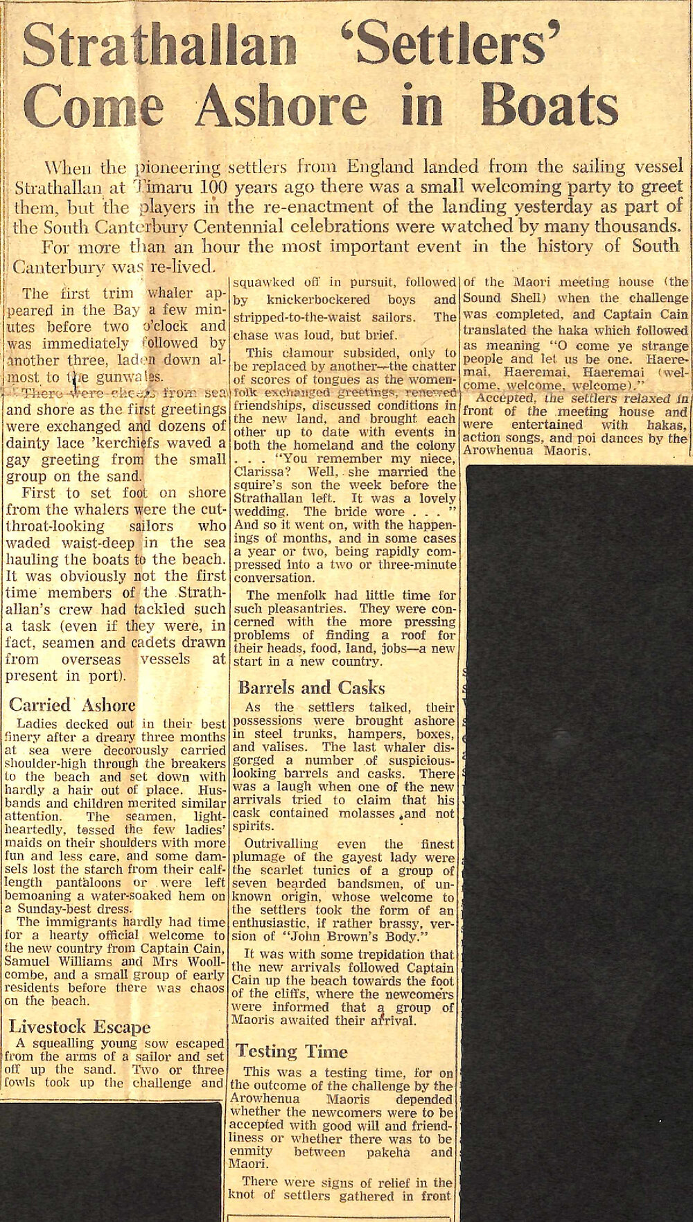 Strathallan 'Settlers' Come Ashore in Boats