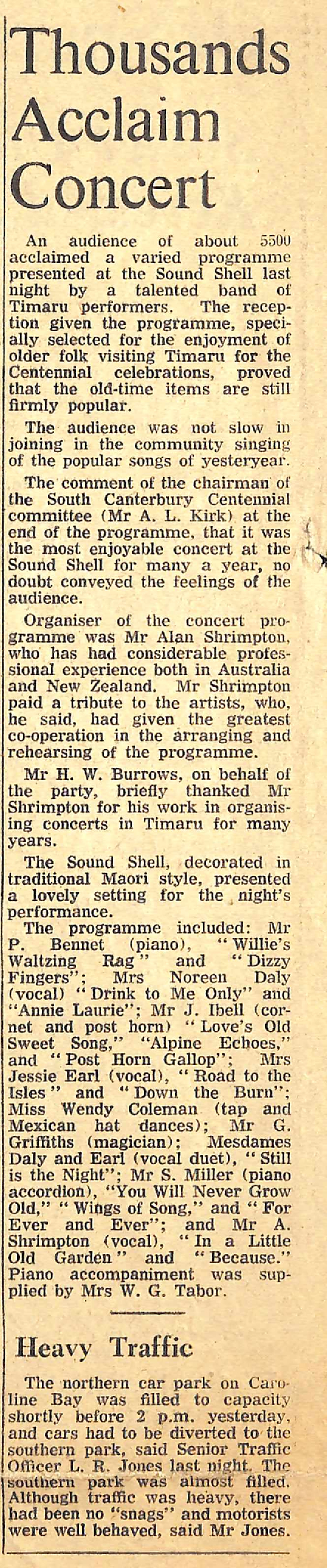 Thousands Acclaim Concert / Heavy Traffic