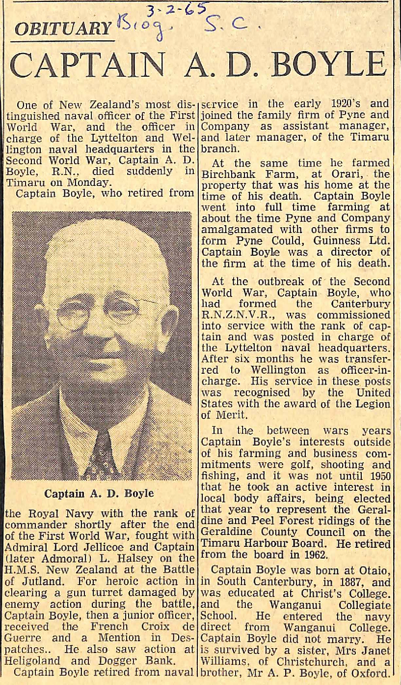 Obituary: Captain A D Boyle