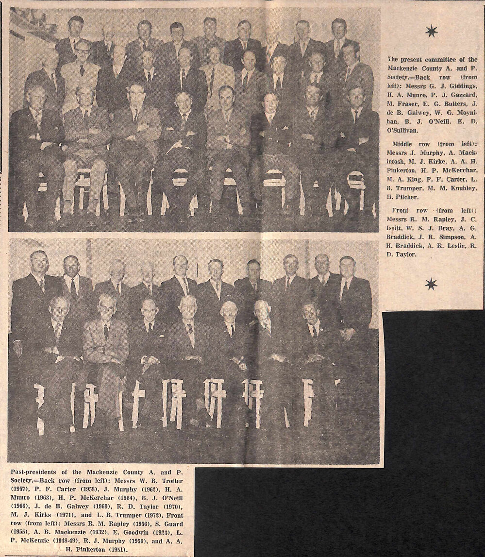 Society Officers of the Mackenzie County Agricultural and Pastoral Society