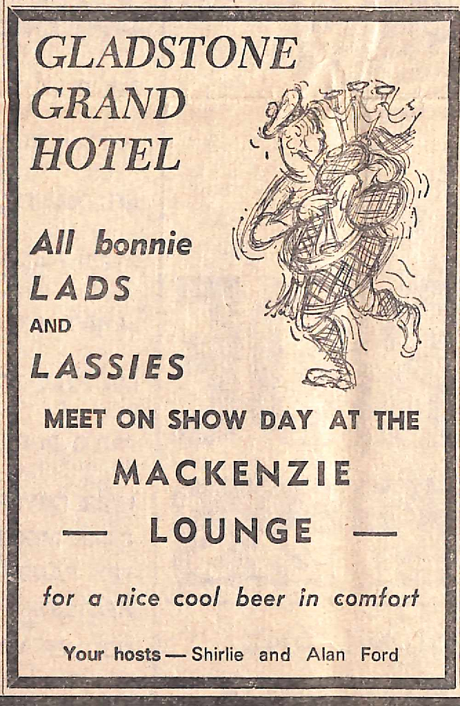 Gladstone Grand Hotel (Fairlie) advertisement