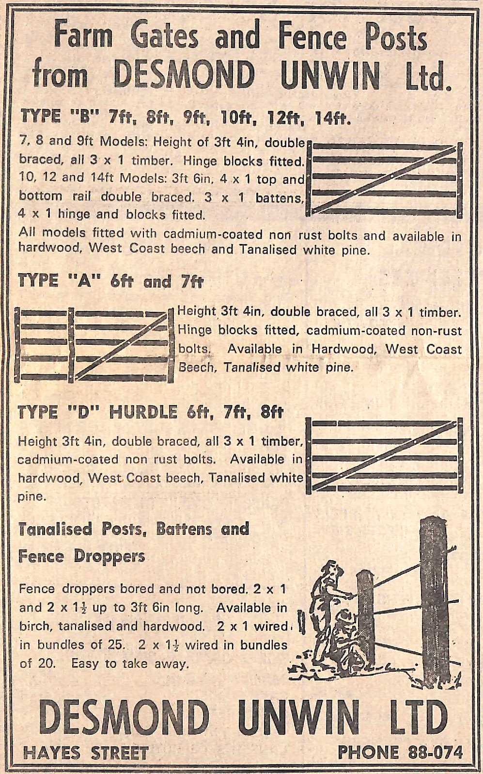 Desmond Unwin Ltd (Timaru) advertisement