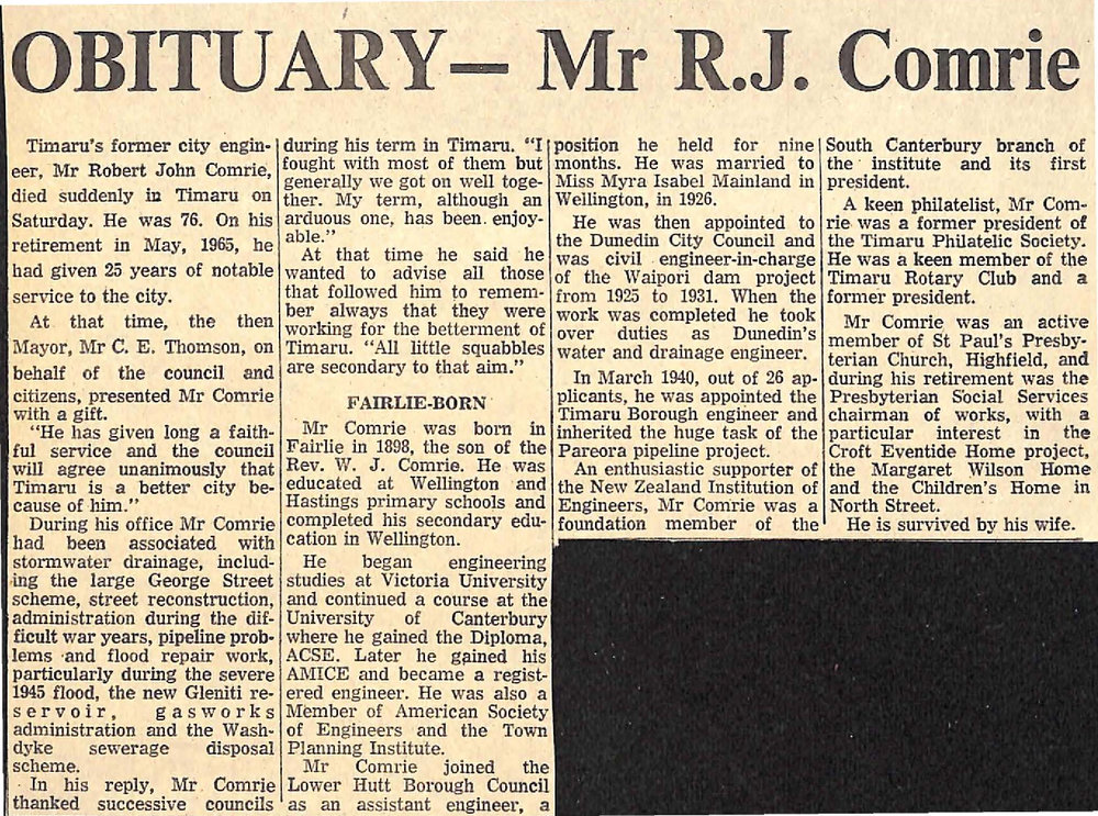 Obituary: Mr R J Comrie