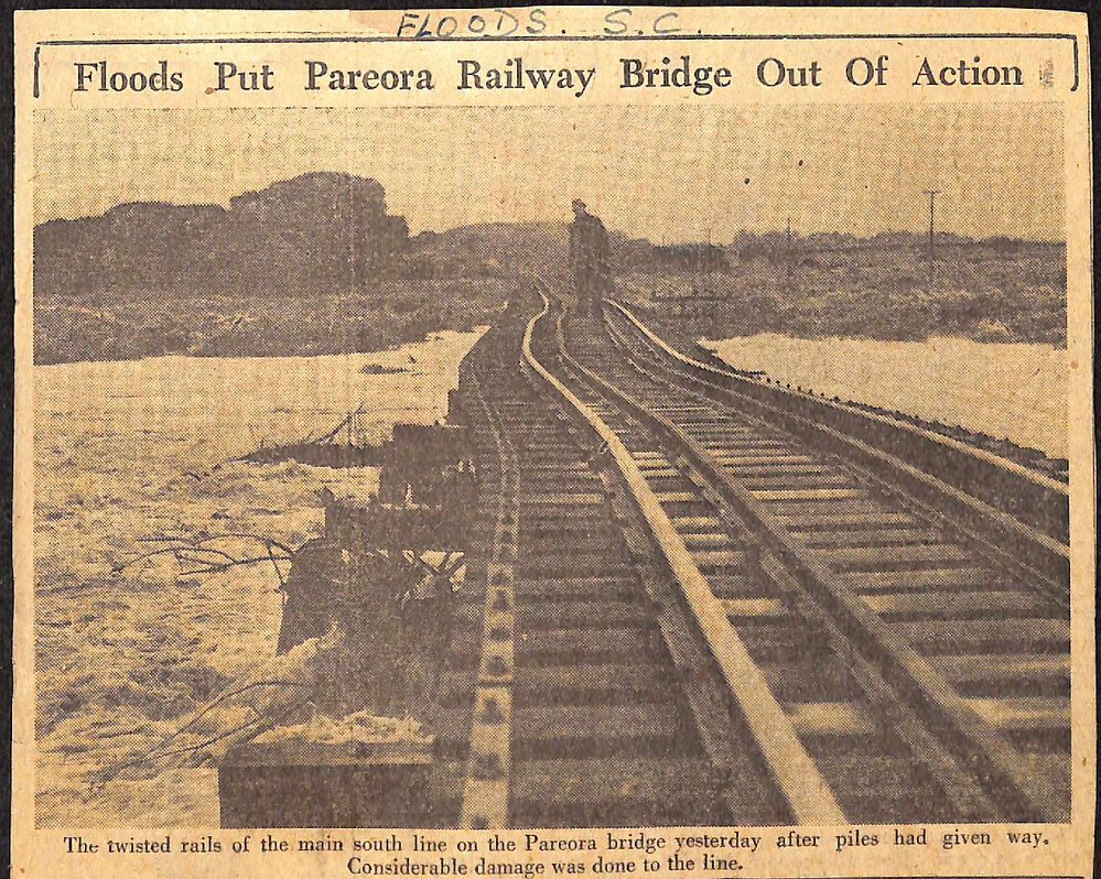 Floods Put Pareora Railway Bridge Out Of Action