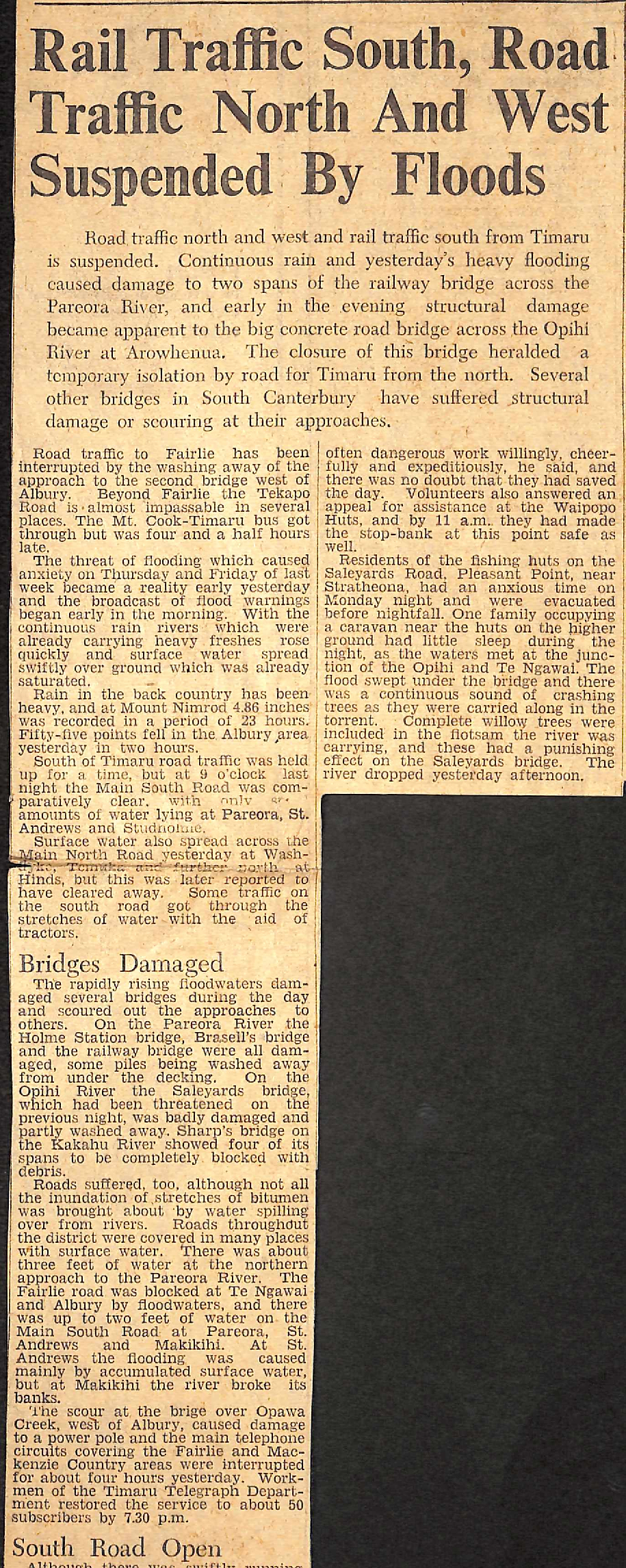 Rail Traffic South, Road Traffic North And West Suspended By Floods