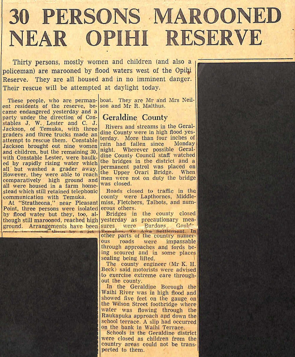 30 Persons Marooned Near Opihi Reserve