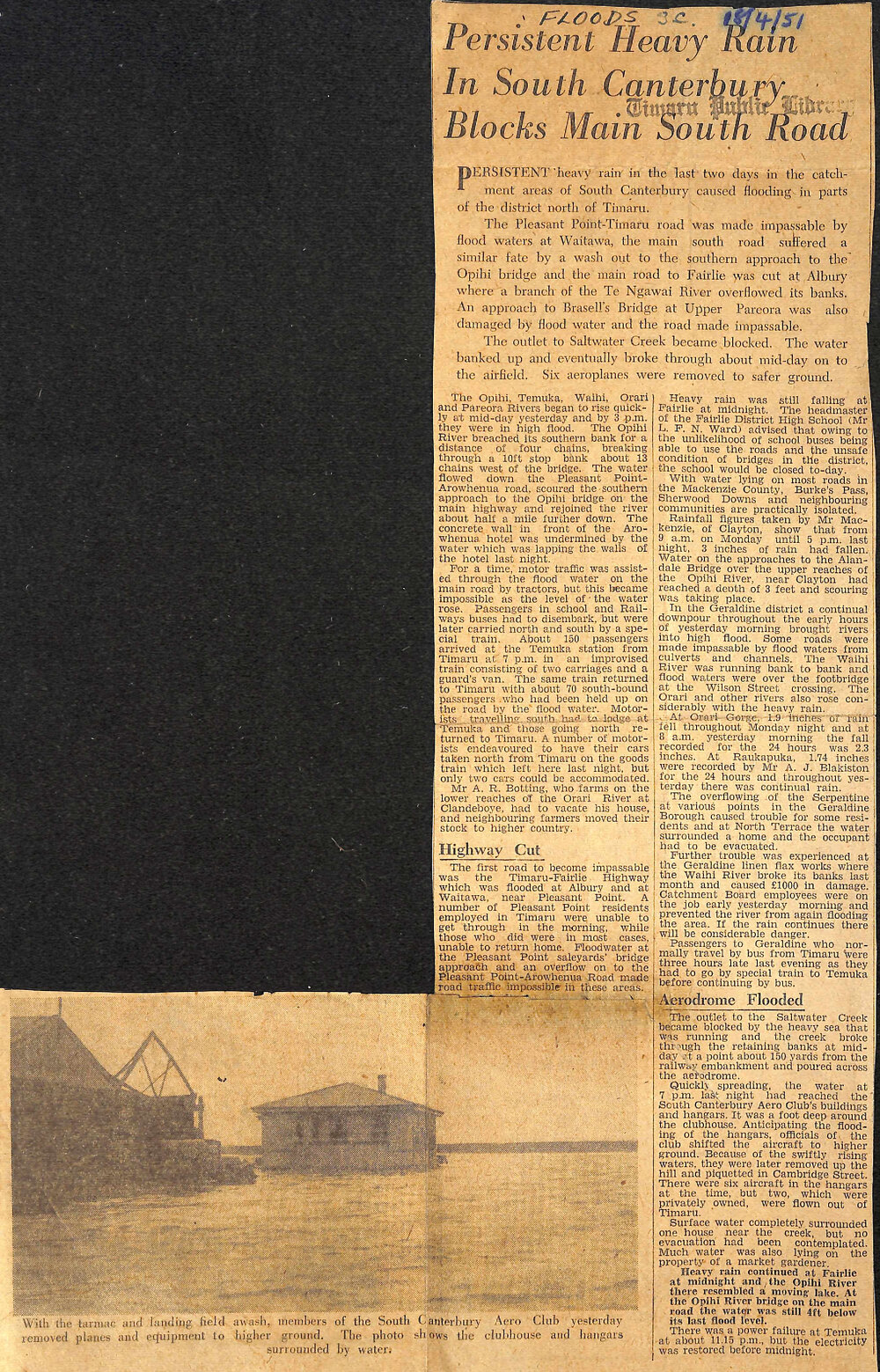 Persistent Heavy Rain In South Canterbury Blocks Main South Road