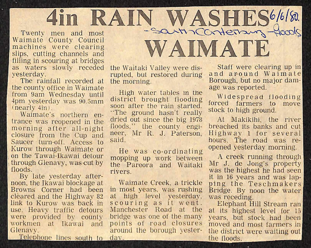 4in Rain Washes Waimate