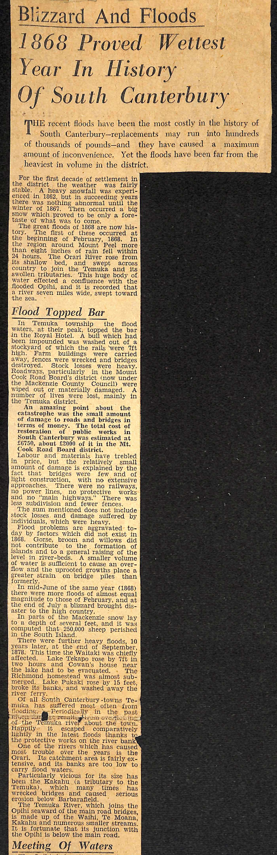 Blizzard And Floods: 1868 Proved Wettest Year In History Of South Canterbury