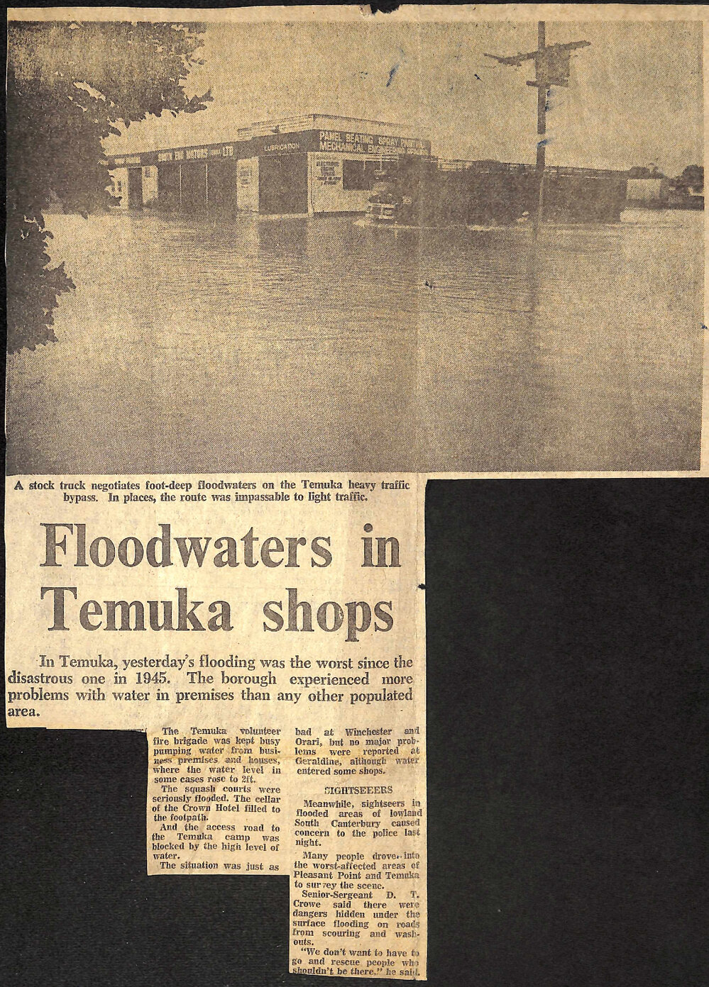 Floodwaters in Temuka shops