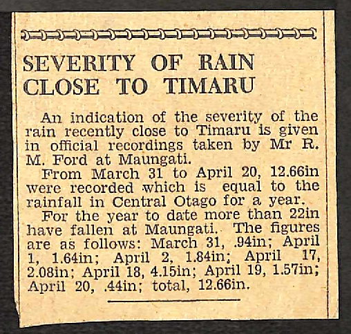 Severity Of Rain Close To Timaru