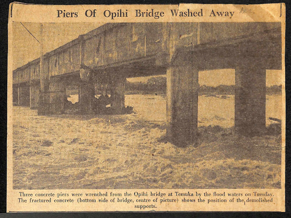 Piers Of Opihi Bridge Washed Away