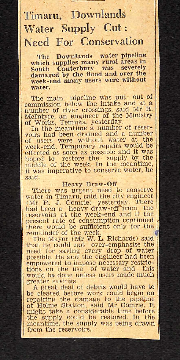 Timaru, Downlands Water Supply Cut: Need For Conservation