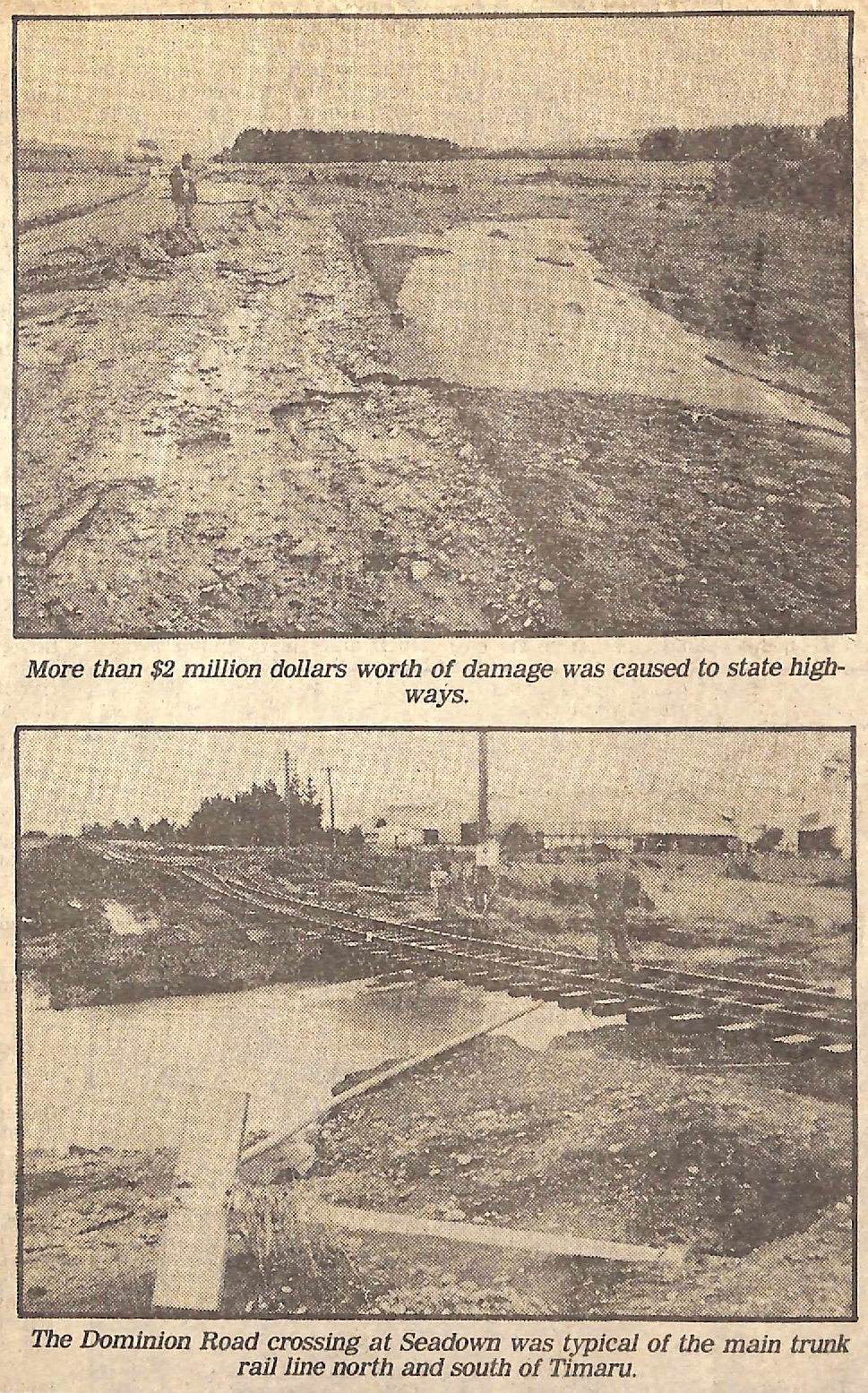 Road and railways damage 1986 South Canterbury floods