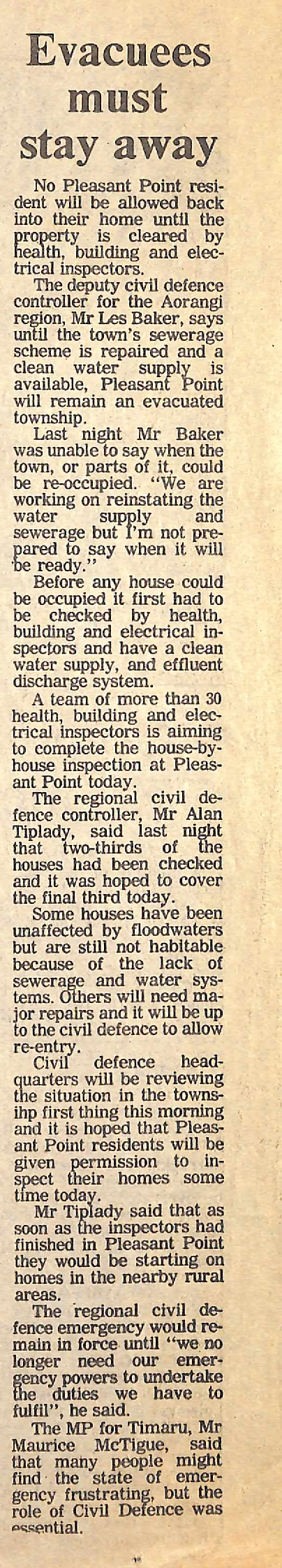 Evacuees must stay away