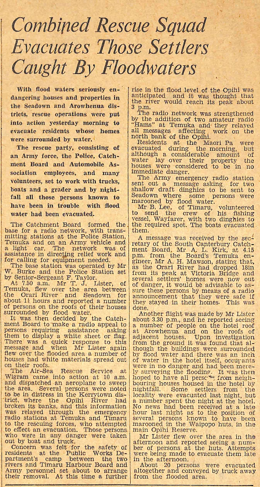 Combined Rescue Squad Evacuates Those Settlers Caught By Floodwaters