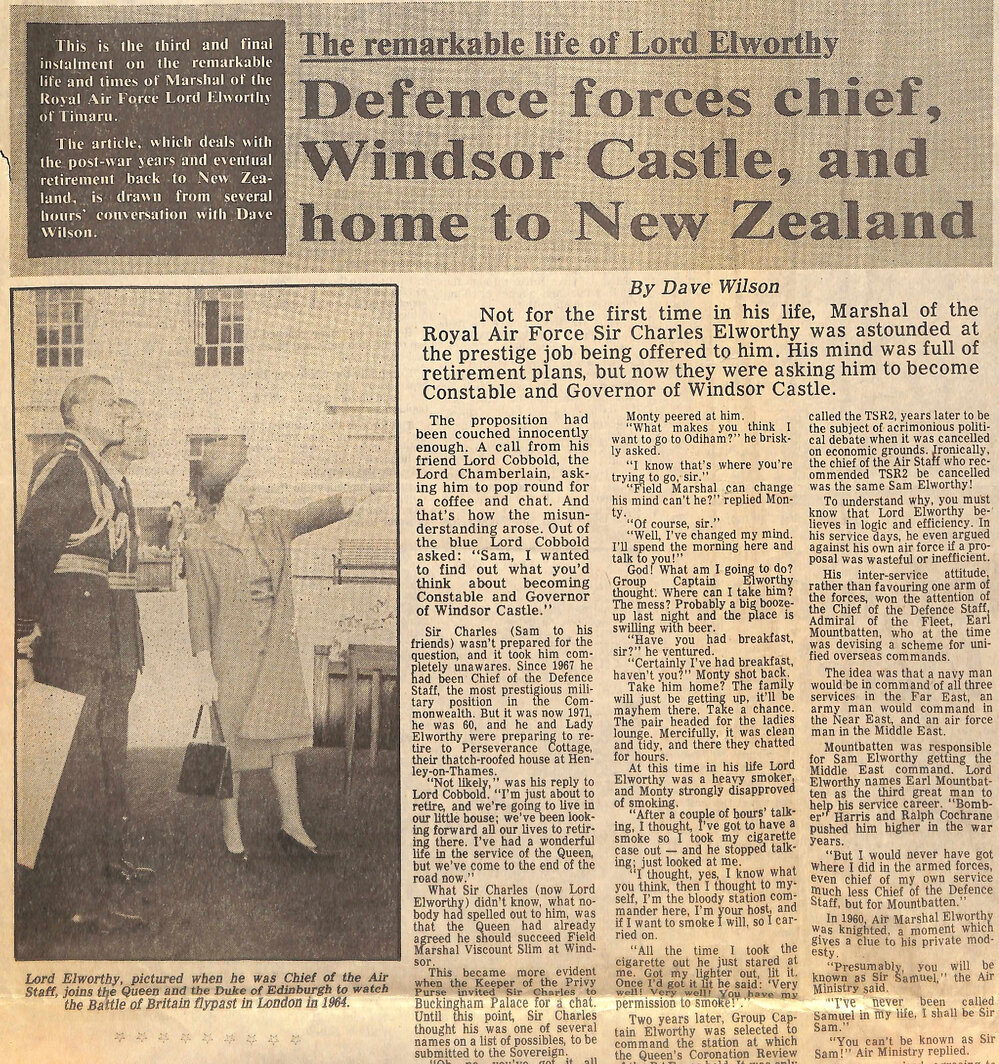 The remarkable life of Lord Elworthy: Defence forces chief, Windsor Castles, and home to New Zealand