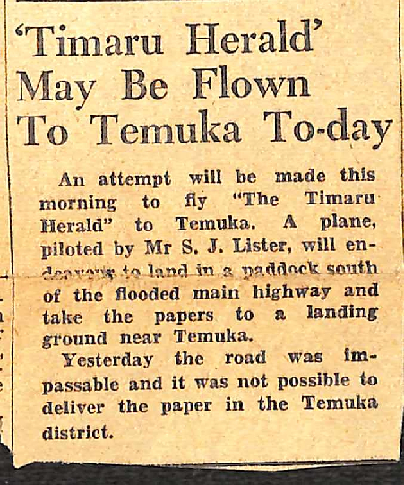  'Timaru Herald' May Be Flown To Temuka To-day