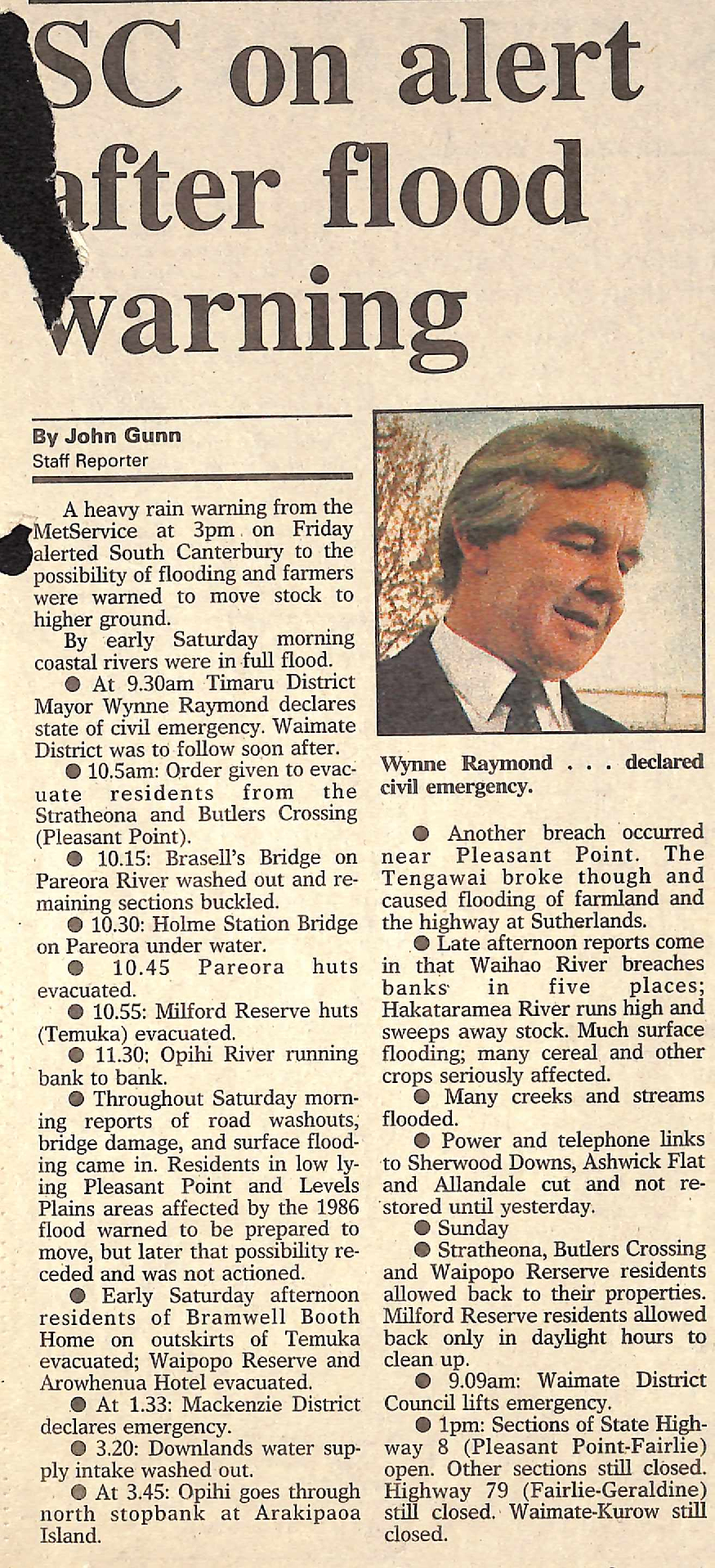 SC on alert after flood warning