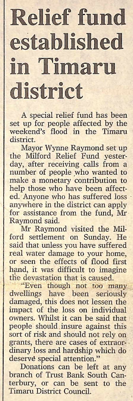 Relief fund established in Timaru district