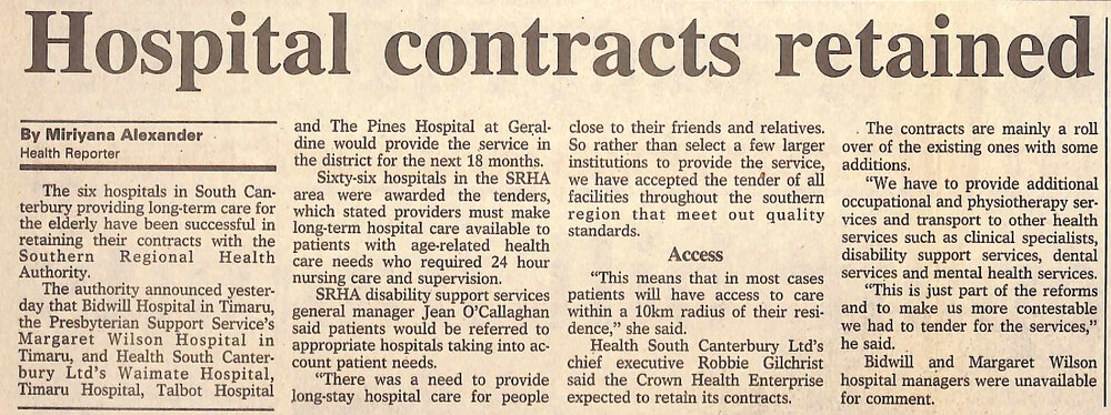 Hospital contracts retained
