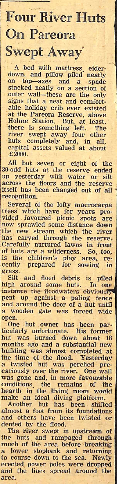 Four River Huts On Pareora Swept Away