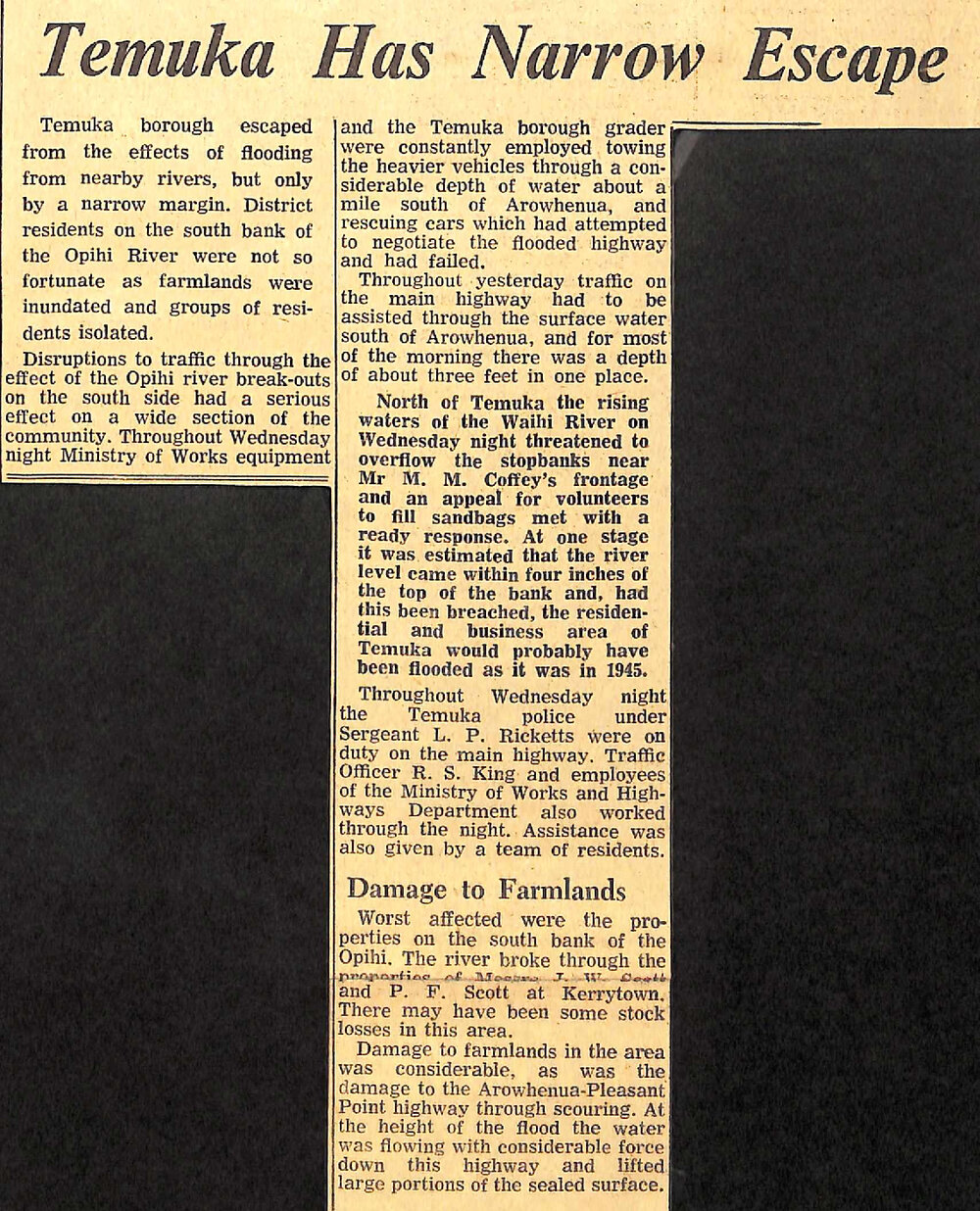 Temuka Has Narrow Escape