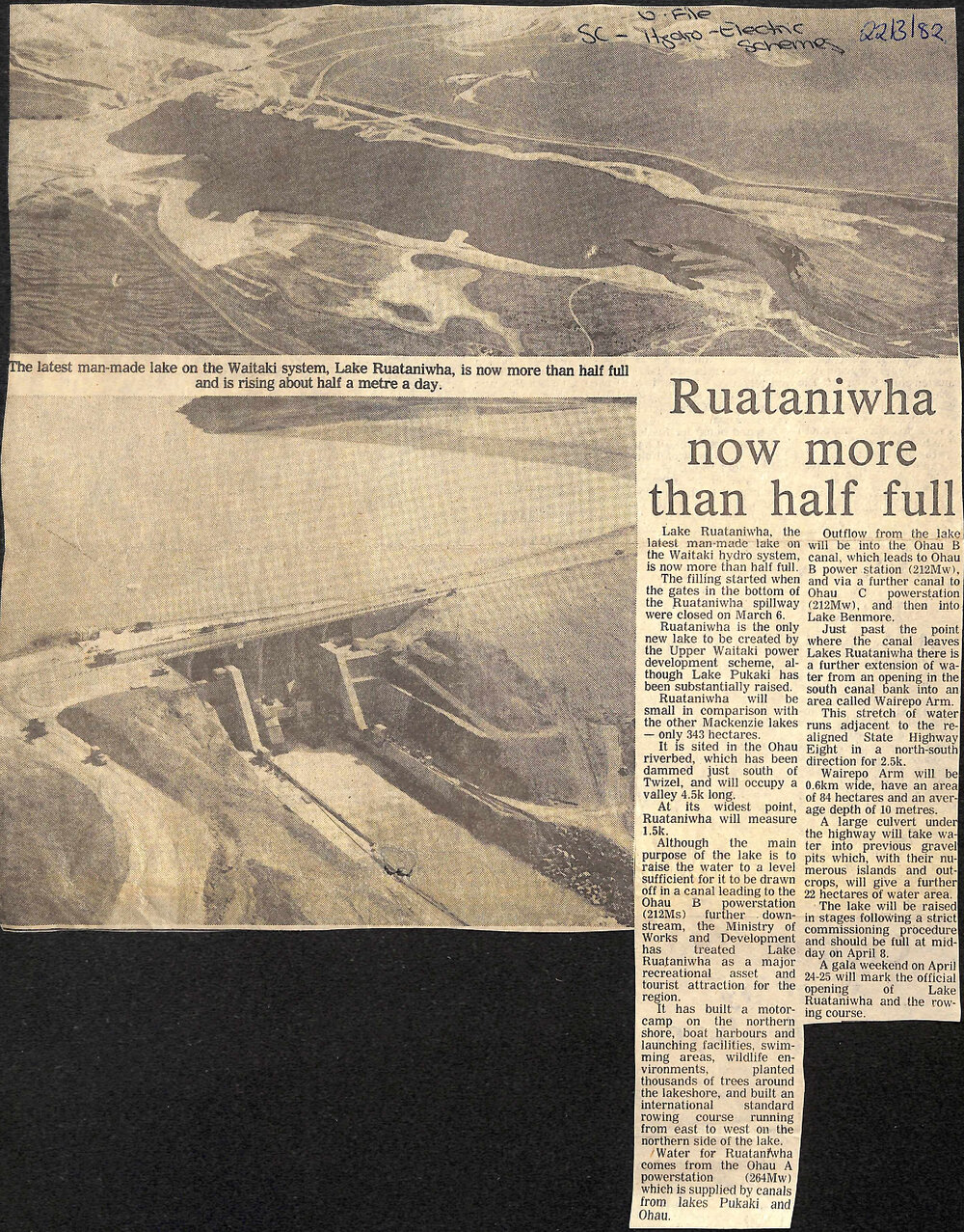 Ruataniwha now more than half full