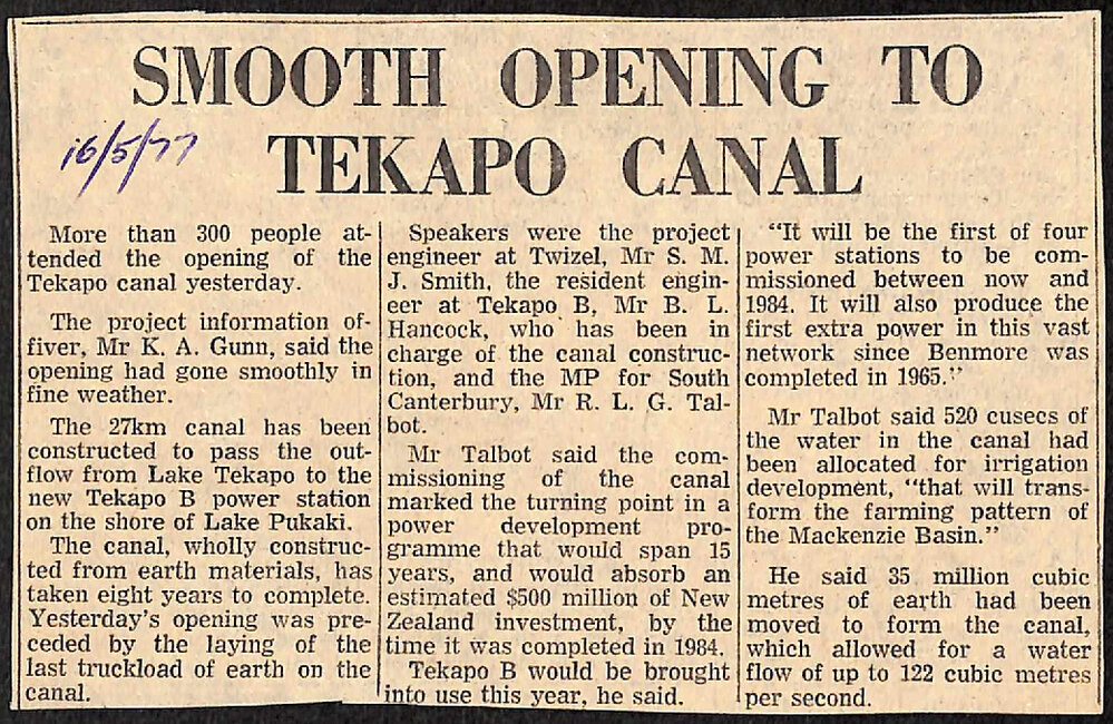 Smooth opening to Tekapo Canal