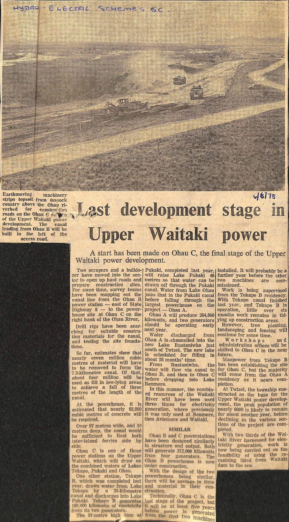 Last development stage in Upper Waitaki power