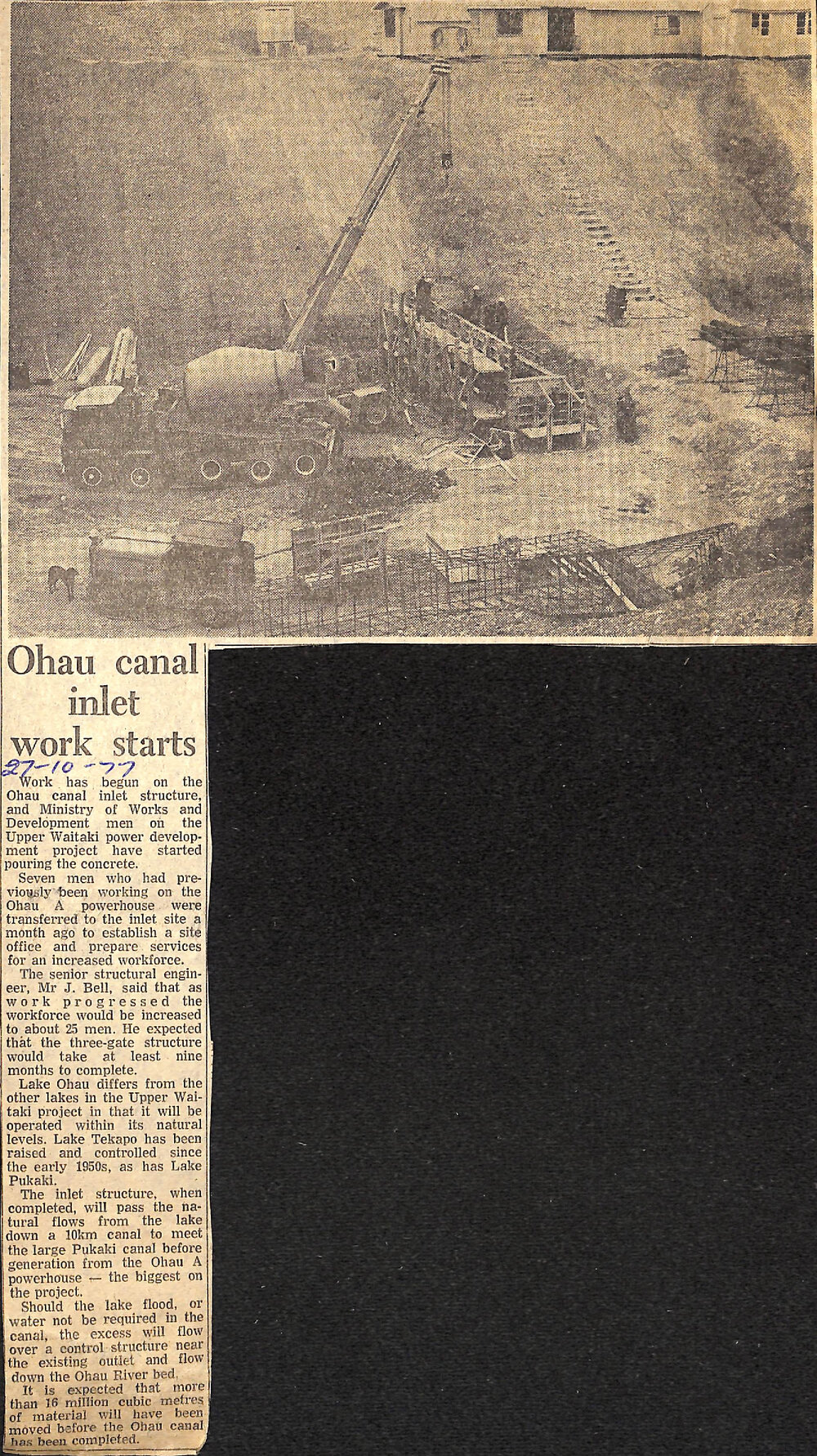 Ohau canal inlet work starts