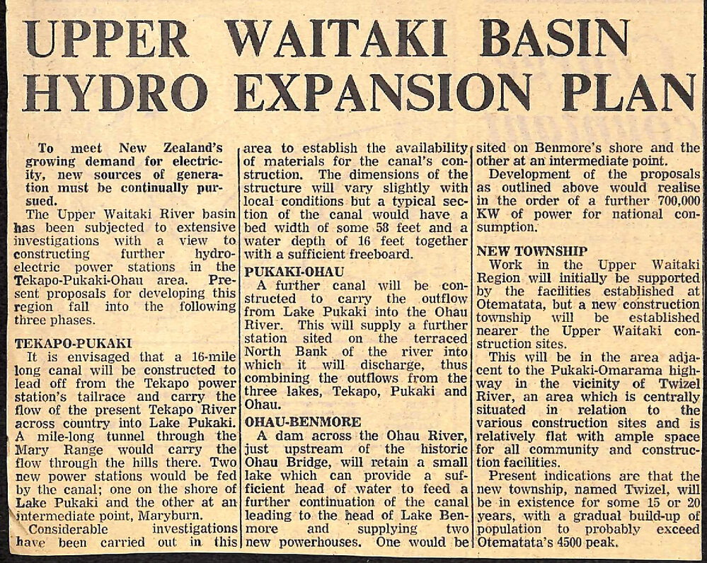 Upper Waitaki Basin Hydro Expansion Plan