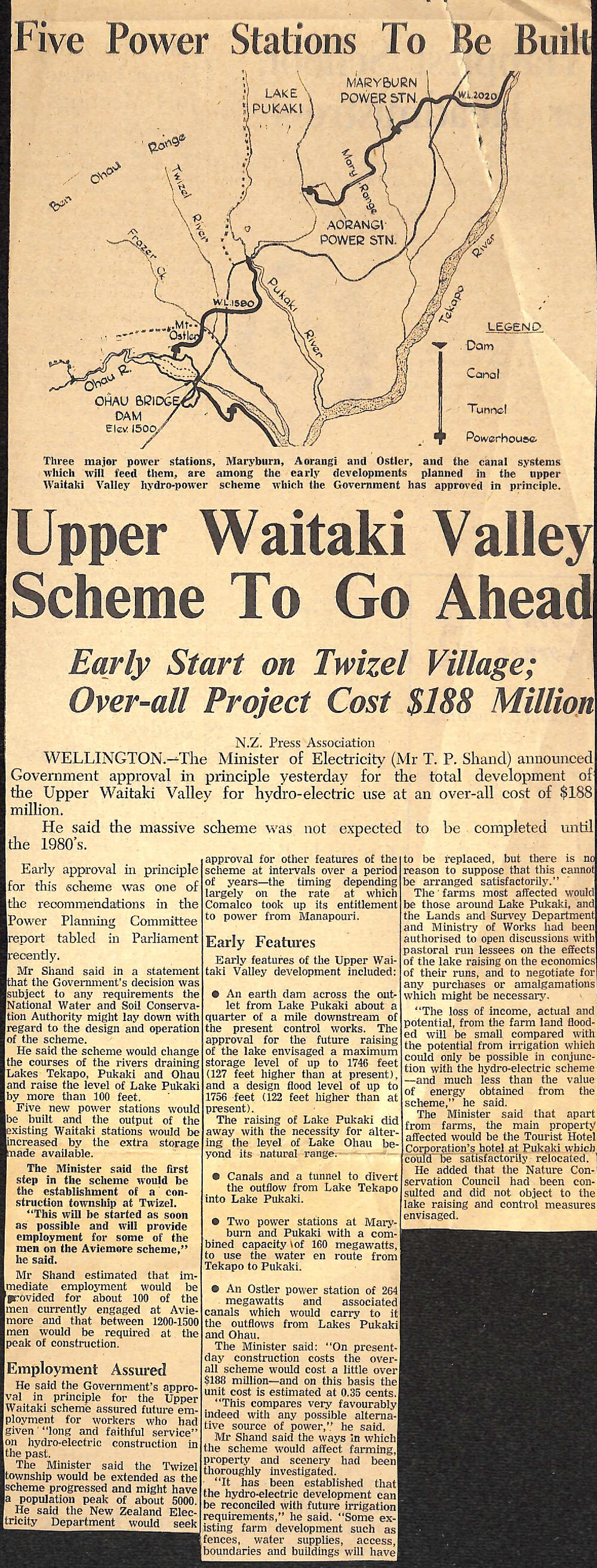 Five Power Stations To Be Built, Upper Waitaki Valley Scheme To Go Ahead